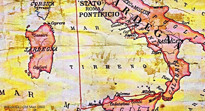 Old Map of Sardina, Italy